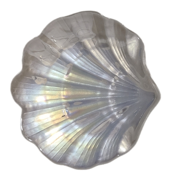 Set of 2 Vintage Lusterware Glass Seashell Dishes - Picture 4 of 10